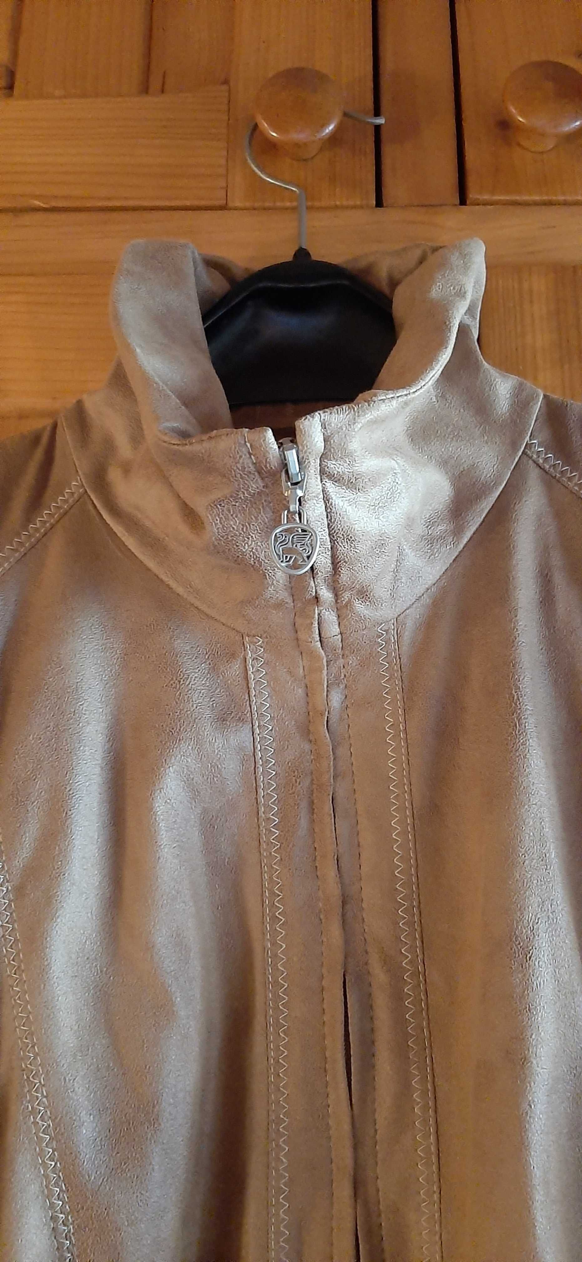 Kurtka Damska Lebek 48/50 - Jasny Brąz, Krótka, Elegancka, Stan BDB
