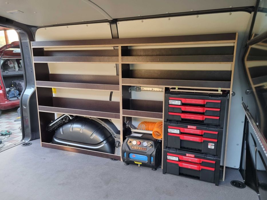 Regały narzędziowe, regały do busa, zabudowa - sklejka