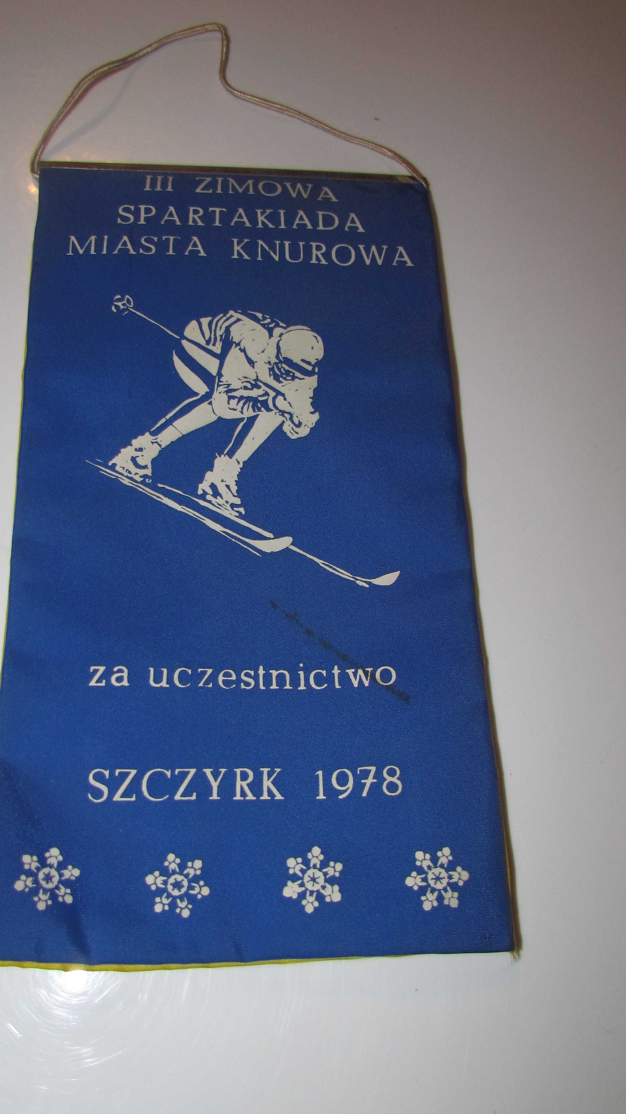 Proporczyk Knurów Herb  Zimowa Spartakiada 1978 Szczyrk