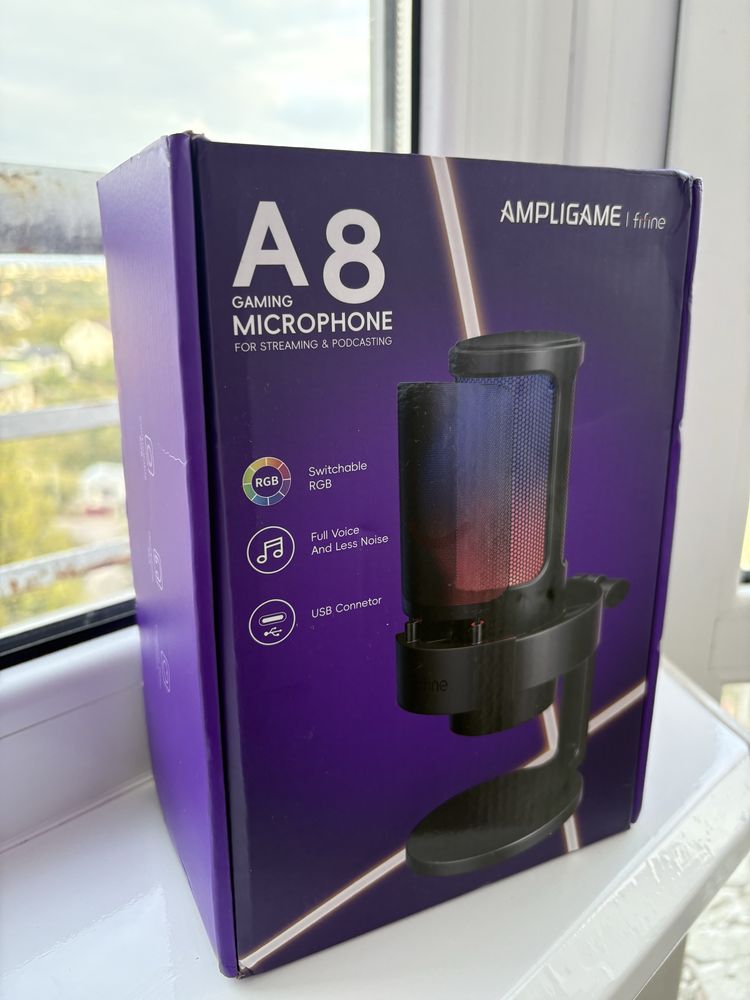 Мікрофон ігровий Ampligame Fifine A8 з RGB підсвіткою