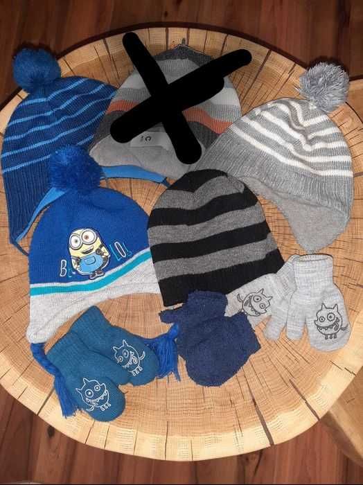 Czapki i rękawiczki chłopięce 86-92 zestaw