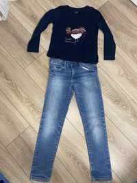 Zara spodnie jeans 128 i bluzka cool club 128 stan bdb