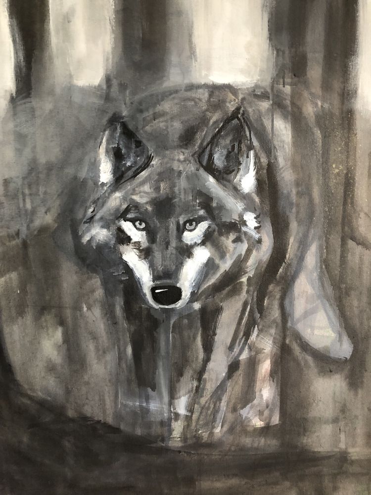 Obraz Wilk / 100x70 cm / akryl na płótnie