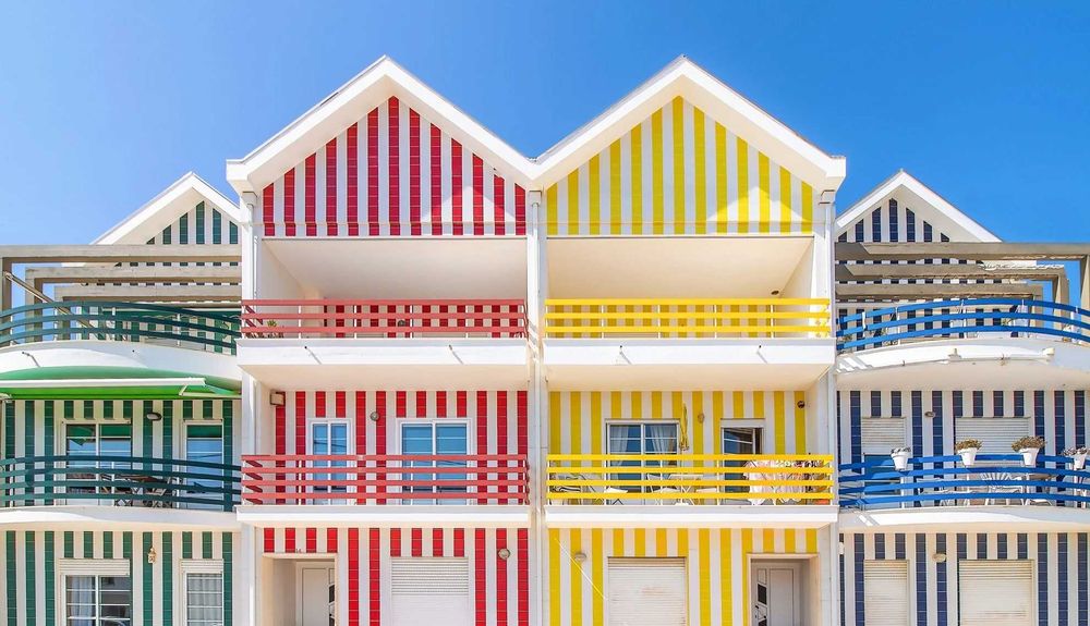 Cesta em palma Costa Nova Azul