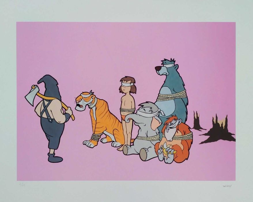 Banksy reprodukcja grafika " Jungle" certyfikat