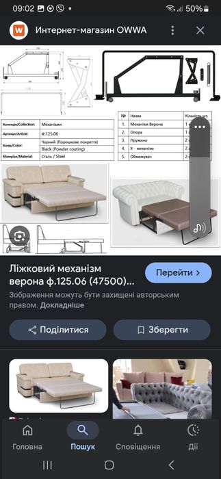 Механизм трансформации дивана  Верона