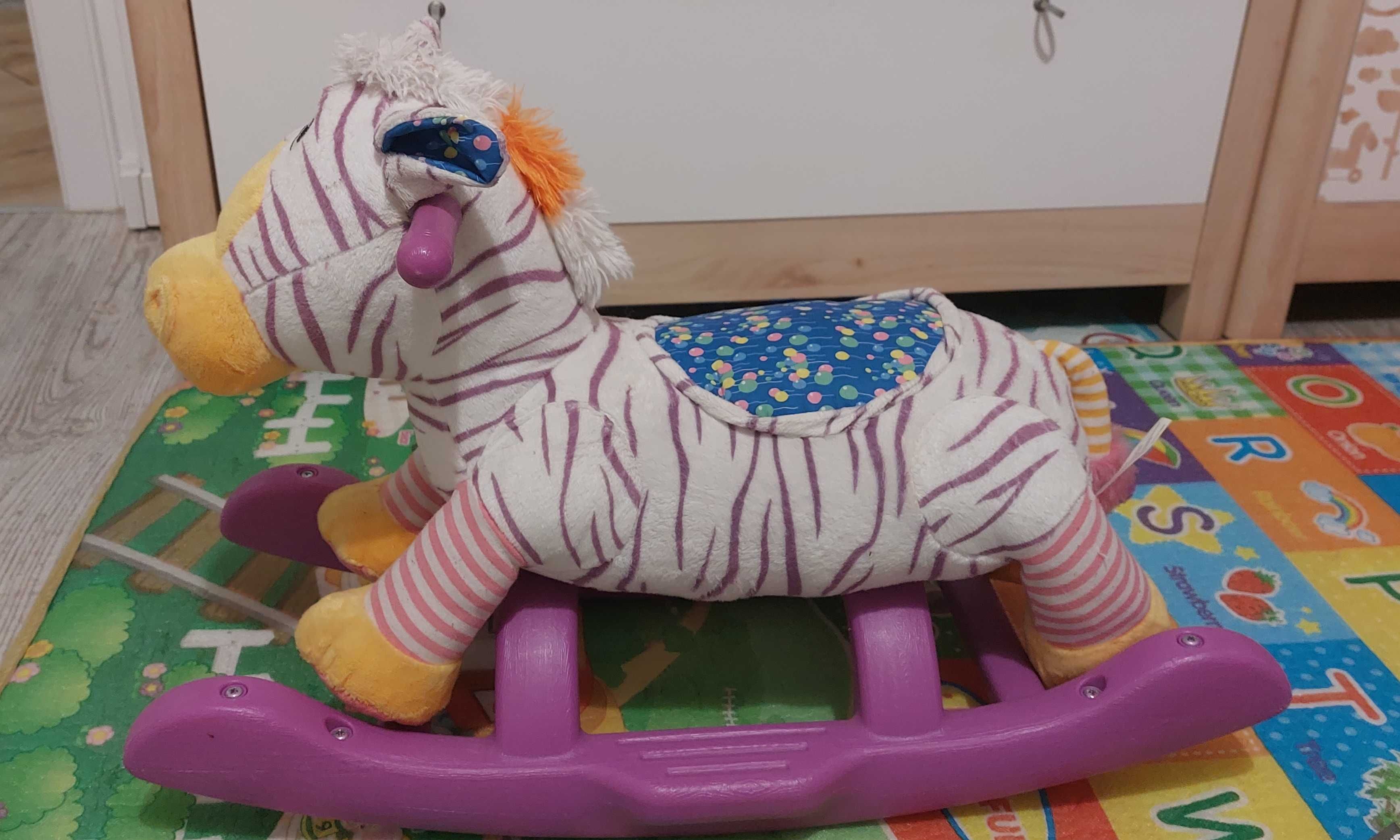 Grająca zebra Kiddieland, bujak na biegunach, jeżdżąca zebra