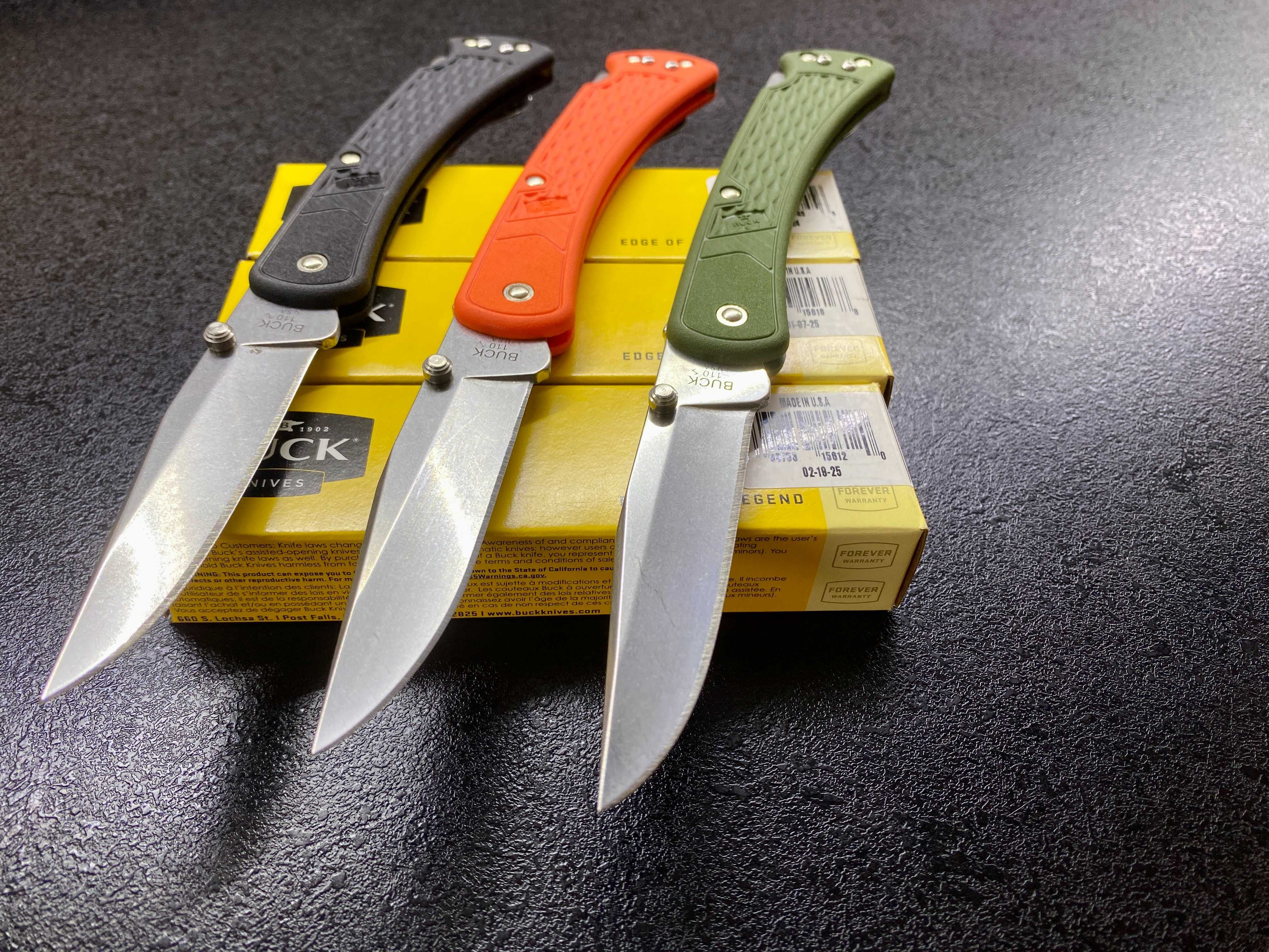 Buck 110 Slim Hunter, 420HC, помаранчевий/зелений/чорний. Оригінал