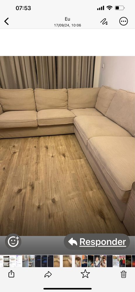 . Sofa de sala com 2,90X2,50  em pele de pessego