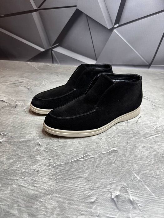 Ботинки Зимние мужские Замшевые черные LORO PIANA Suede! Замша + МЕХ!