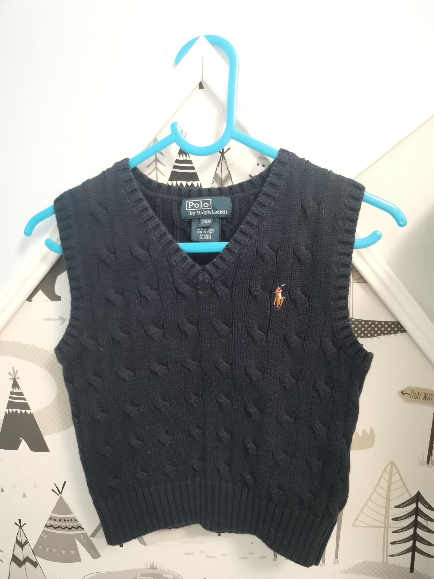 Sweterek kamizelka ralph lauren 24m 92cm