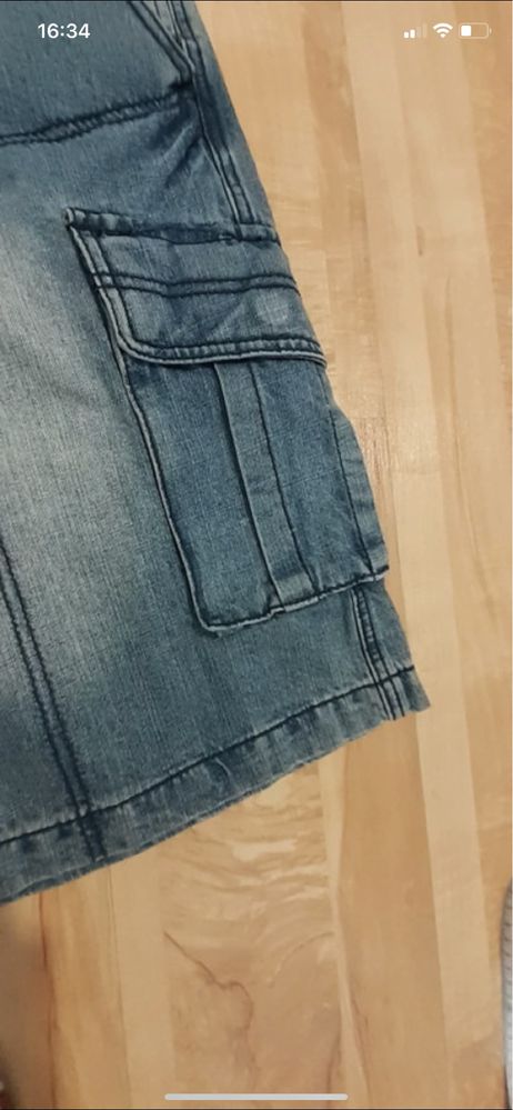 Akdmks 34 L męskie bedmudy cargo spodenki szorty jeansy niebieskie