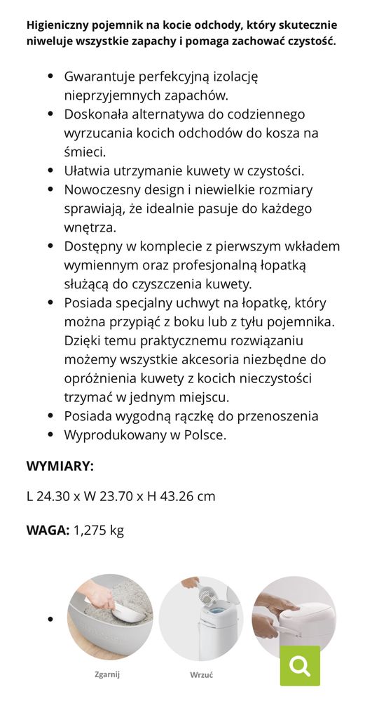 Pojemnik/kosz na żwirek LitterLocker Design + 3 wkłady