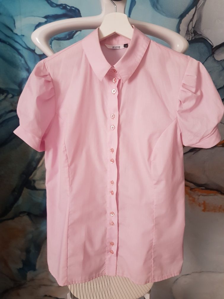 Różowa/cukierkowa koszula Alore z bufkami rozm. 38