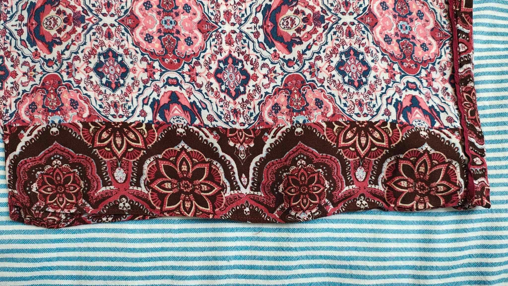 Bluzka/narzutka kolorowa wzór orient bordowa hippi boho casual