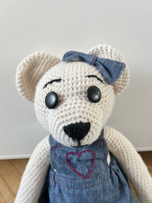NOWA maskotka na szydełku miś lalka w sukience handmade