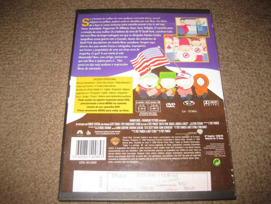 DVD "South Park: O Filme" de Trey Parker/Snapper!