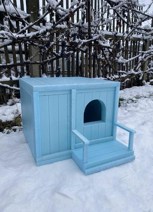 Зимняя будка. Уличный домик для котов. Утеплённая будка для кота.