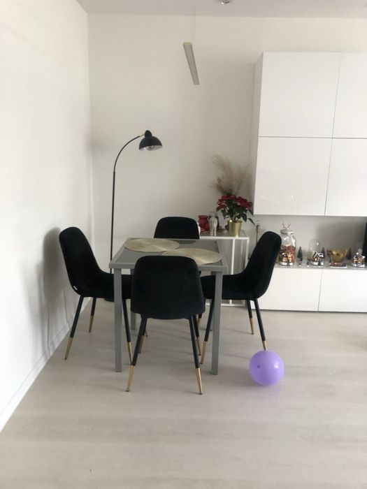 Krzesła Homla 6 sztuk czarne złote glamour fotele komplet zestaw