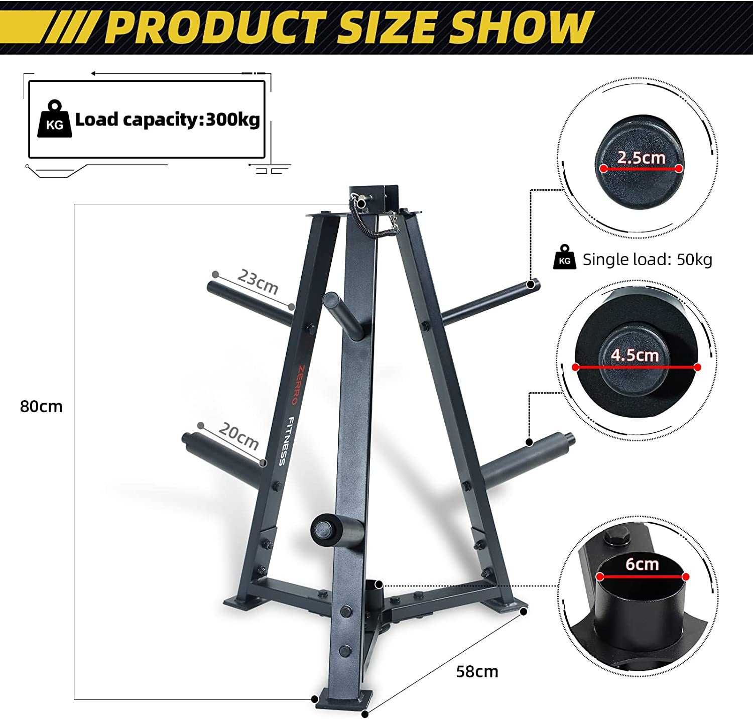 Suporte para discos de musculação e barra olímpica