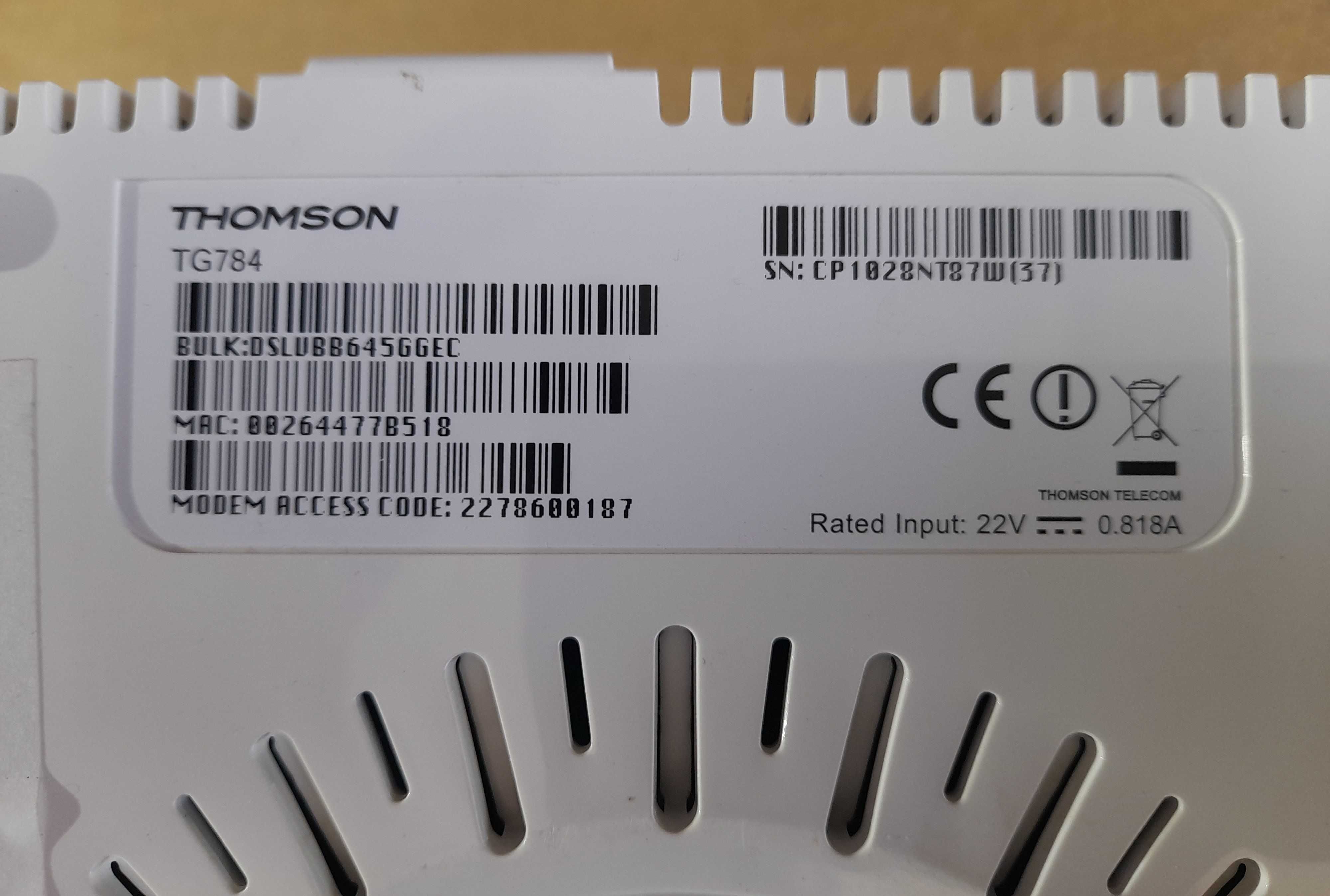 Modem Router Thomson TG 784 – Novo.