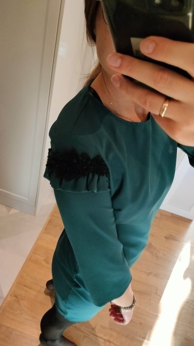 Niebieska morska sukienka Reserved elegancka mini 36 S