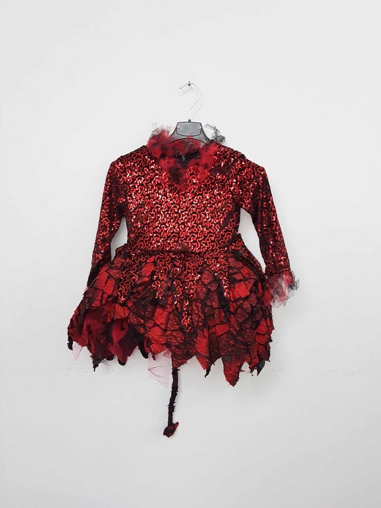 Sukienka tutu z cekinami przebranie diablica ogień 116 cm. A2694