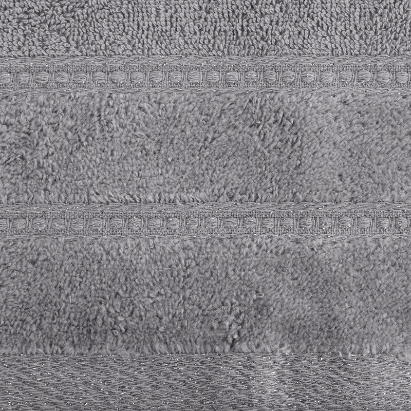 Ręcznik 50x90 srebrny z welurową bordiurą i błyszczącą nicią