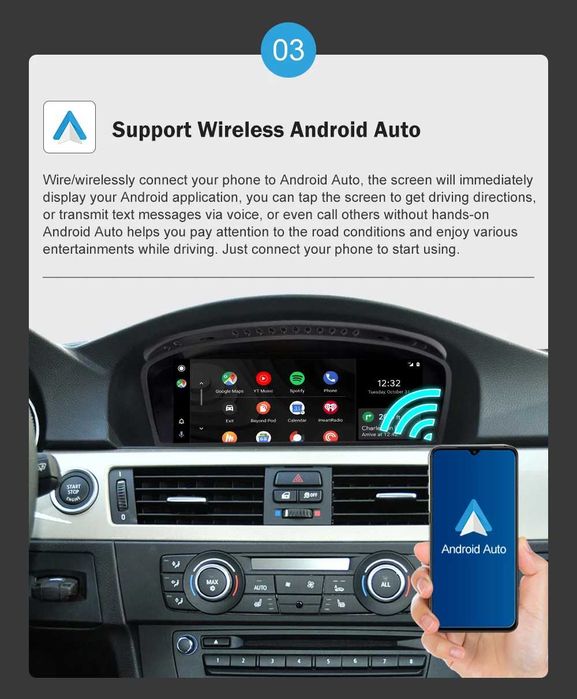 Rádio 9" Linux BMW Série 3 e 5 E60 E90 Carplay Android Auto GPS NOVO