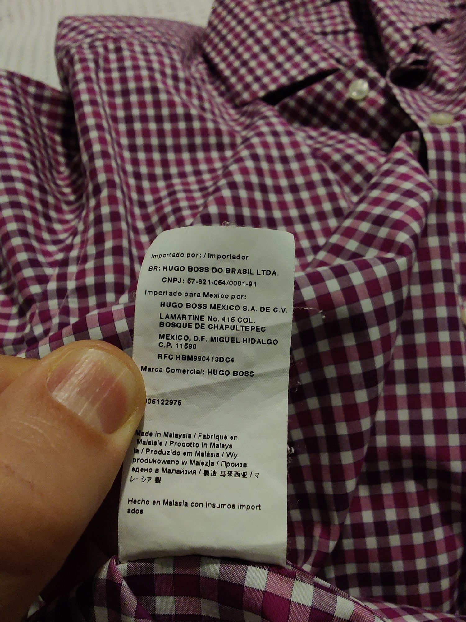 Koszula męska Hugo Boss rozmiar 41 Slim fit fioletowo/różowo/biała