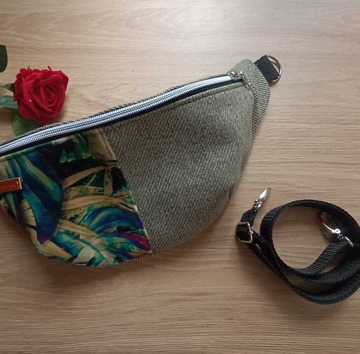 Nerka torebka saszetka oliwkowa zieleń handmade rękodzieło