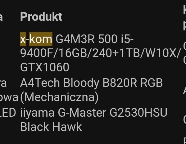 Komputer stacjonarny xkom gamer/g4m3r