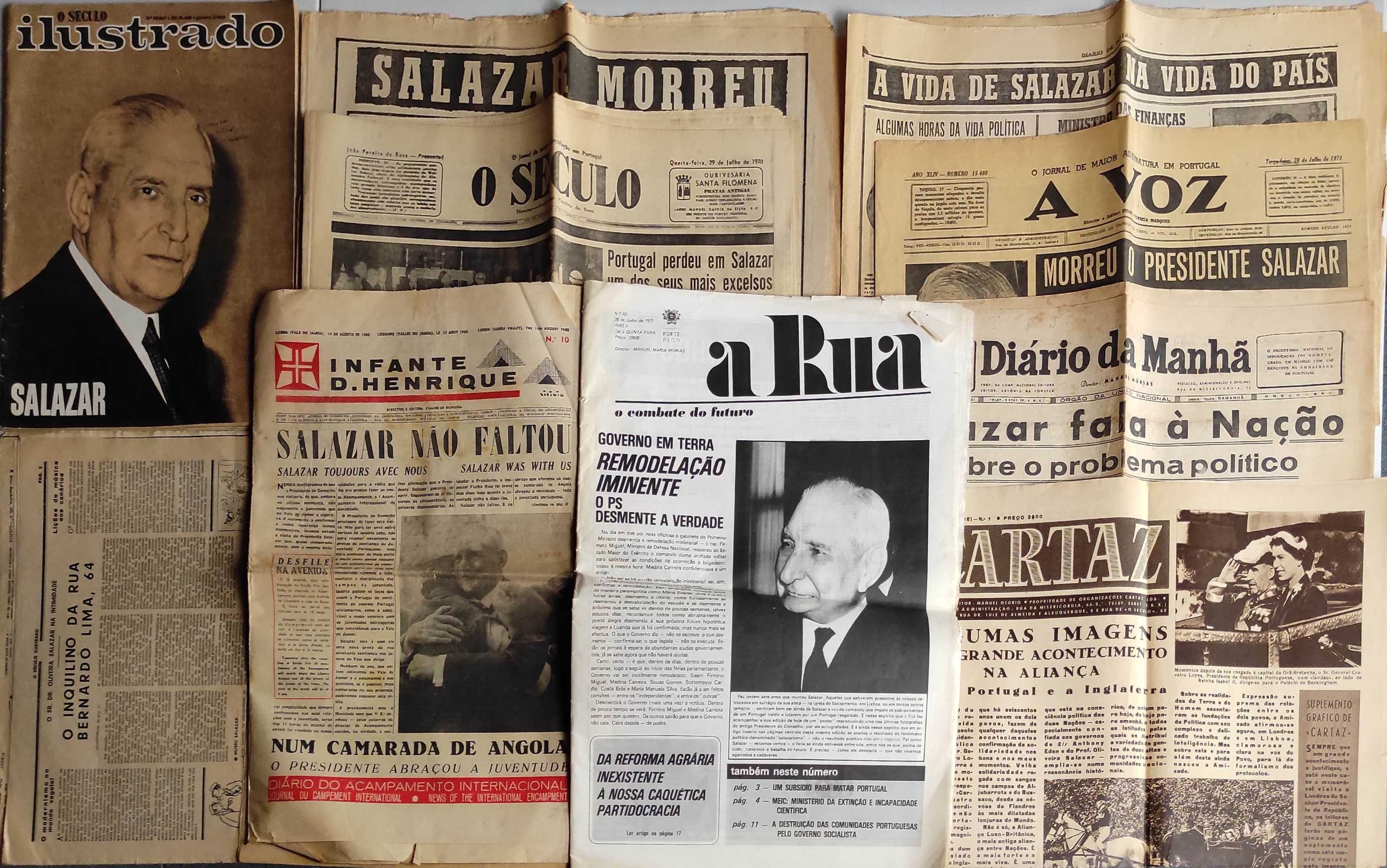 Vários Jornais Revistas e Recortes sobre Salazar (LER DESCRIÇÃO)