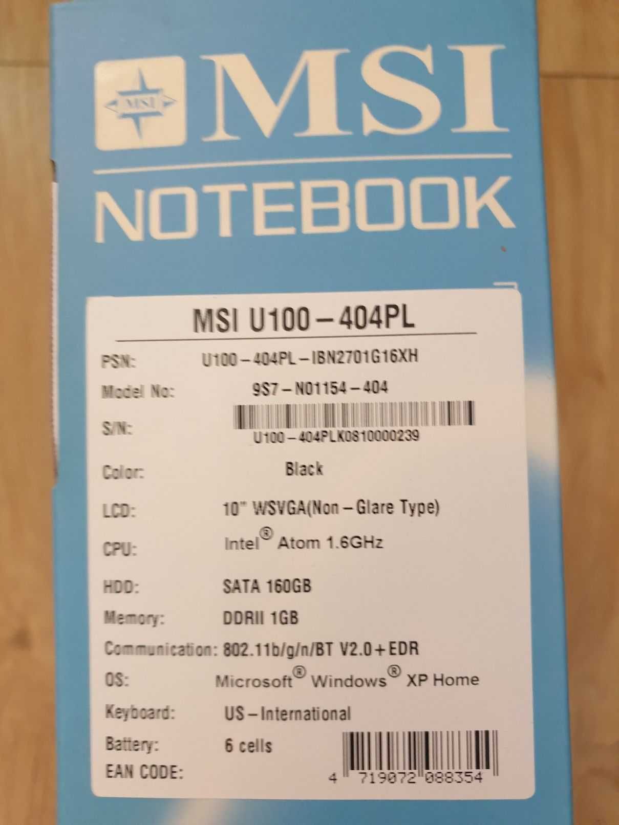 Netbook, notebook MSI Wind