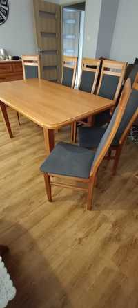 Stół rozkładany 90x160x200 + 6 krzeseł