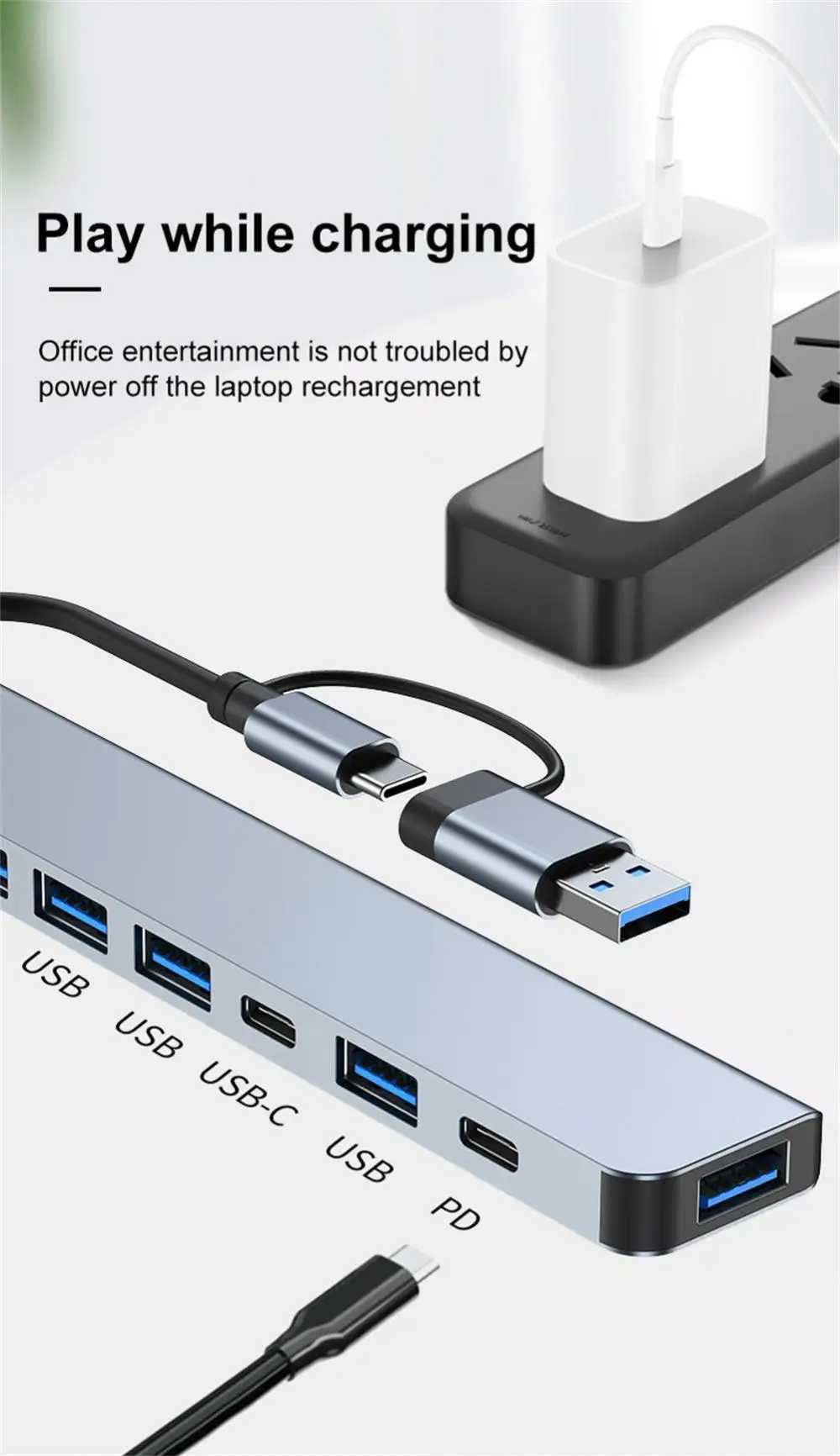 Hub Хаб 7в1 для Macbook Ноутбук HDMI USB TypeC Ethernet RJ45 Хаб. 27