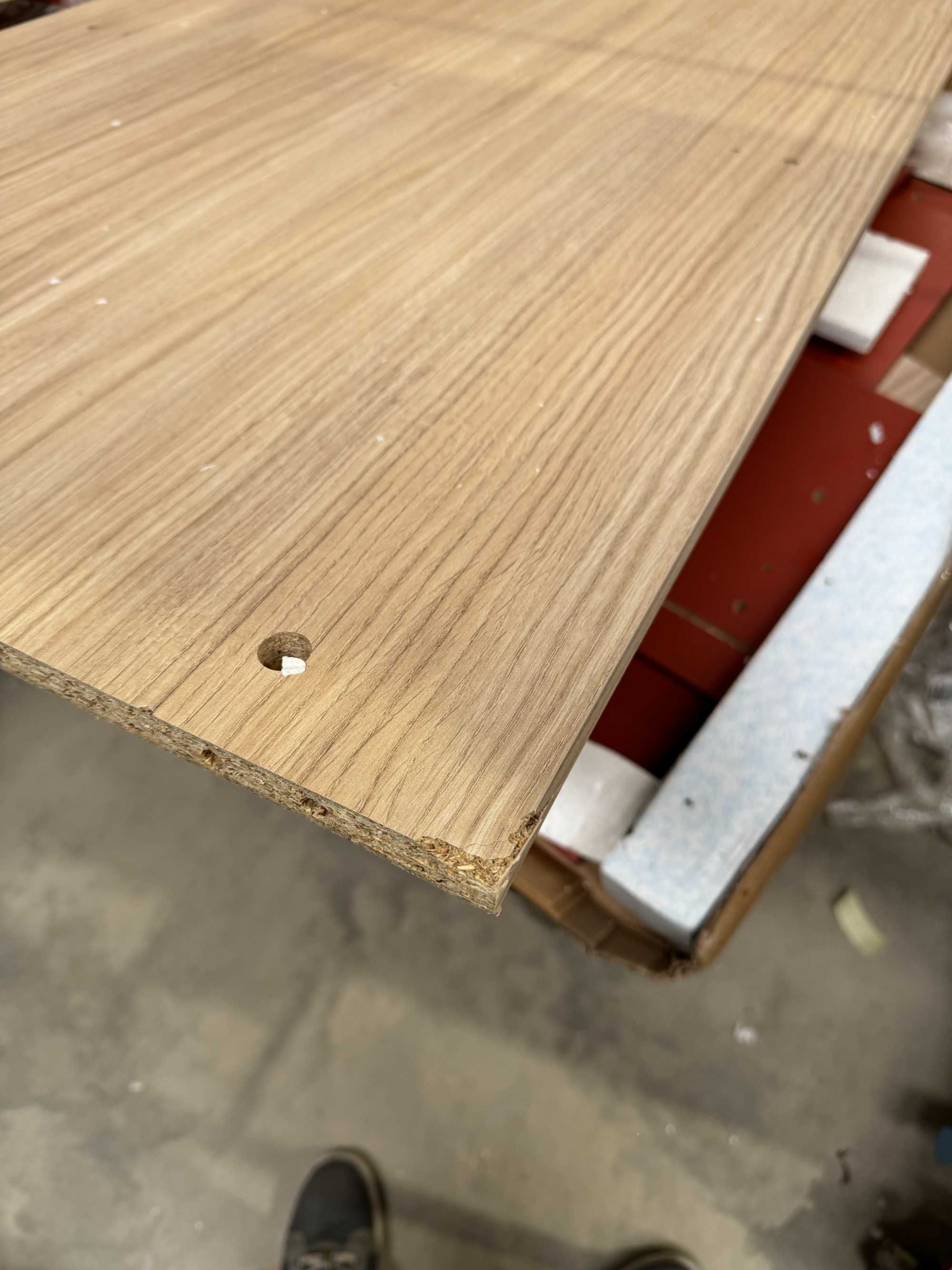 zz1401 - Stolik kawowy z szufladami Color ceglasty, dąb linea