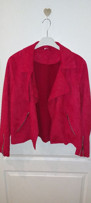 Żakiet czerwony zamszowy