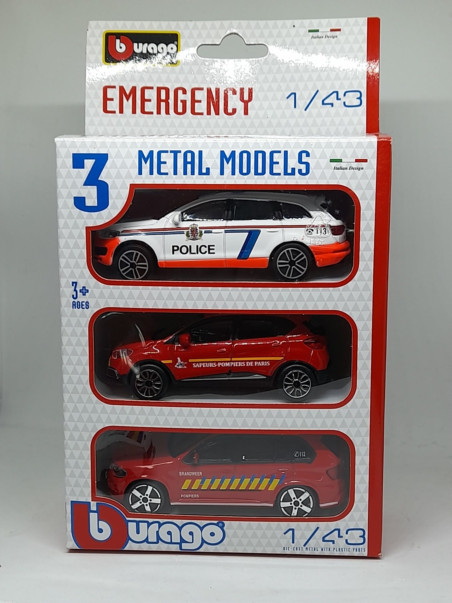 Zestaw bburago emergency 1 43 Audi Renault BMW