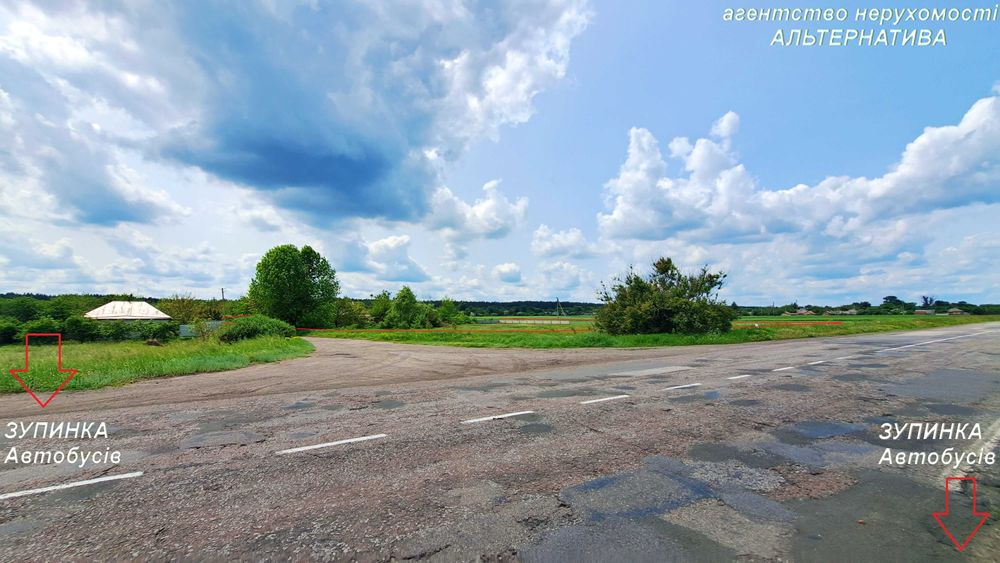 Дві фасадні ділянки над дорогою P10 Черкаси Дніпро 46 соток. Фасад 50м