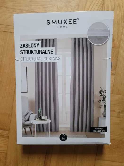 NOWE zasłony strukturalne 2 szt. Smukee 135x250cm zasłona na taśmie