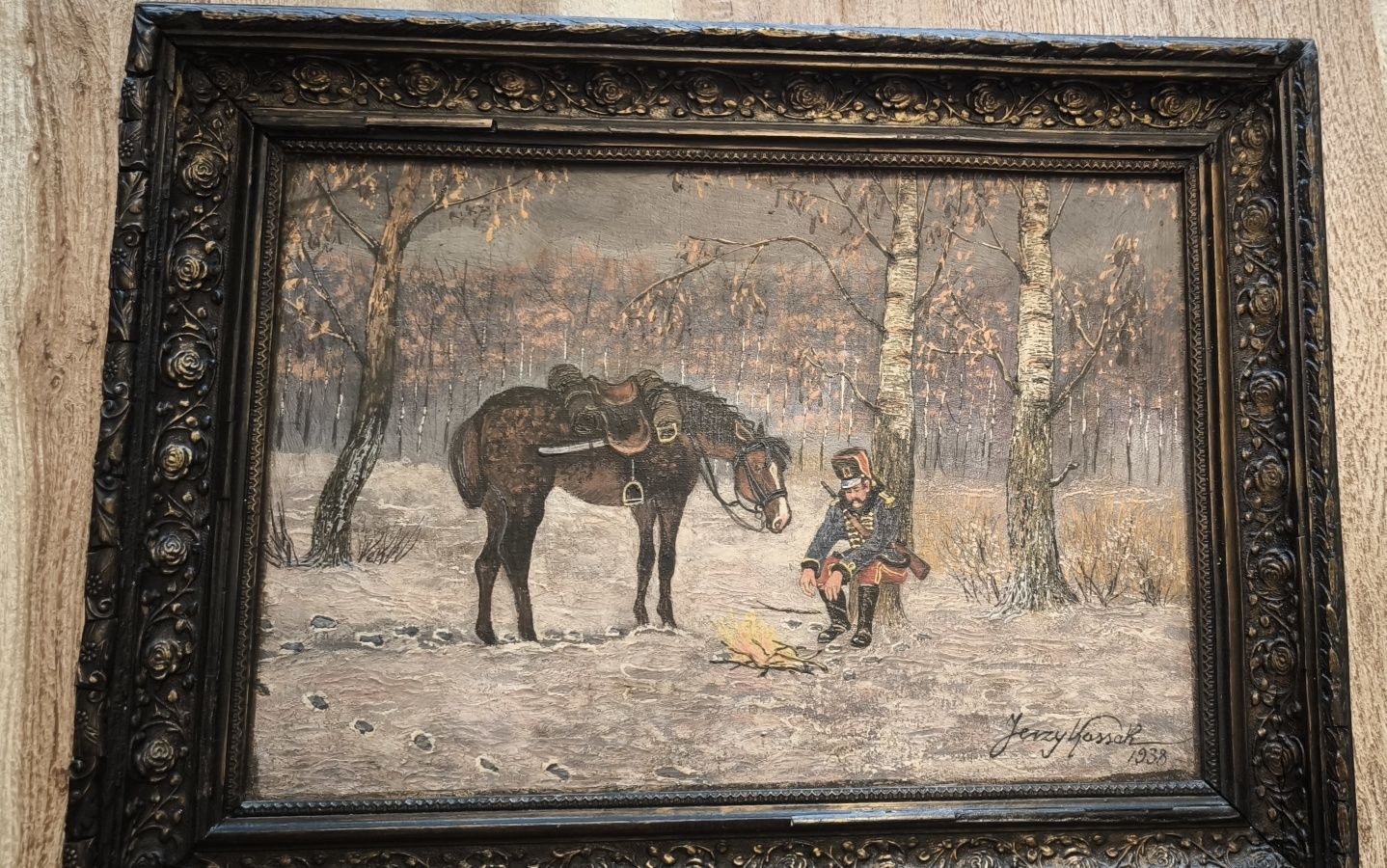 Stary obraz olejny sygnowany 55x42 centymetrów