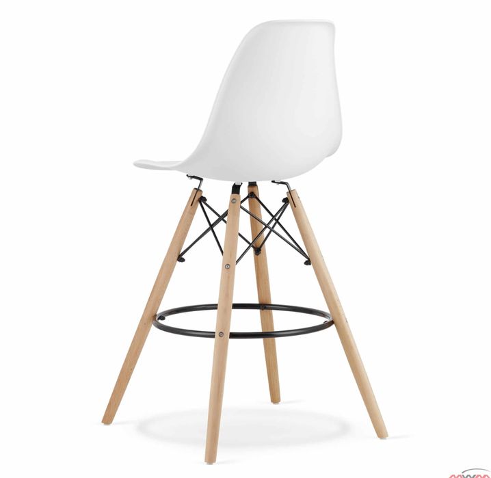 Fotel barowy skandynawski bialy