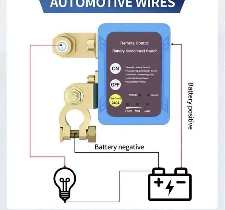 Вимикач маси акумулятора авто дистанційний 12В. 240А. Новий, 2 пульта.