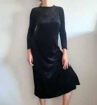 Czarna długa sukienka GAP maxi pluszowa imprezowa przepiękna M