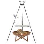 Palenisko NA PREZENT Trójnóg z Rusztem Grillowania 70 cm Corten +Kijki