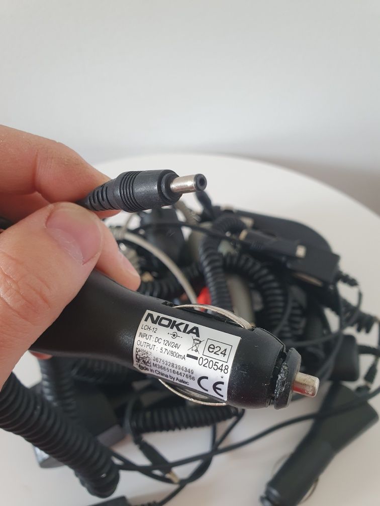 Ładowarka Samochodwa Mini USB, Micro USB, Cienki Wtyk Nokia.