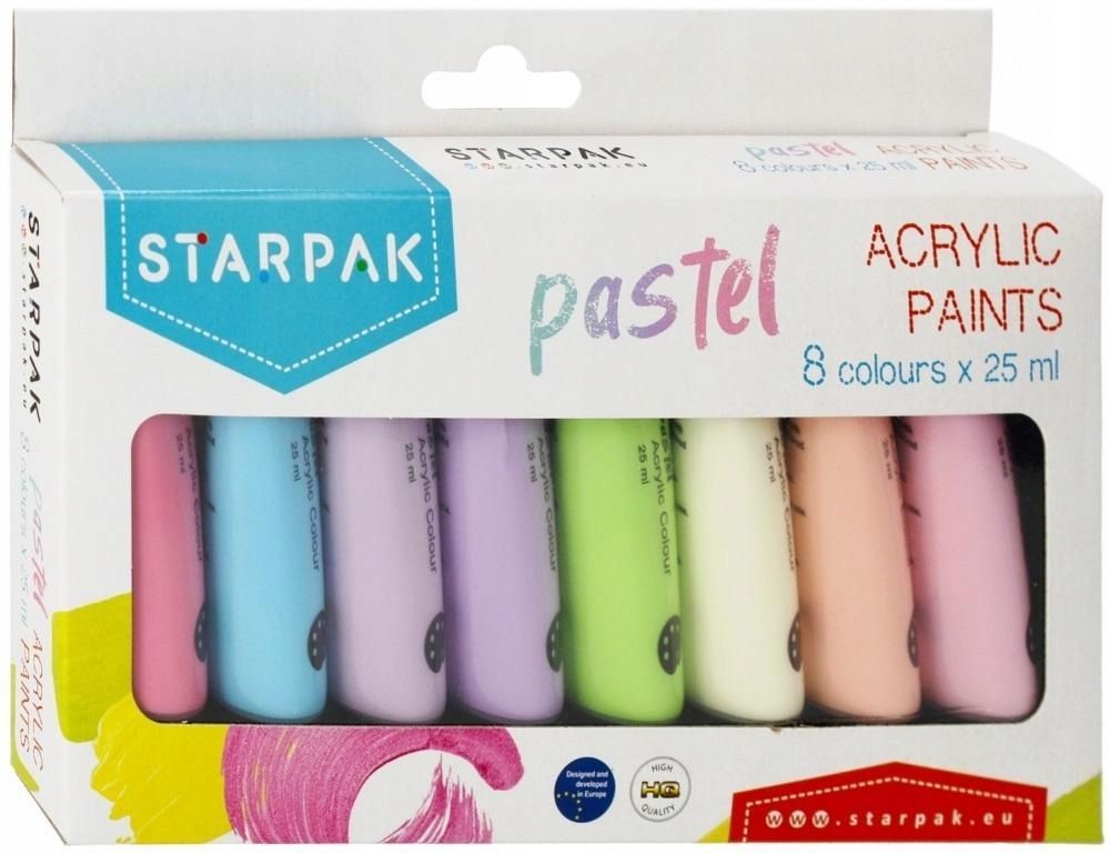 Farby Akrylowe Pastelowe 8 Kol/25ml, Starpak