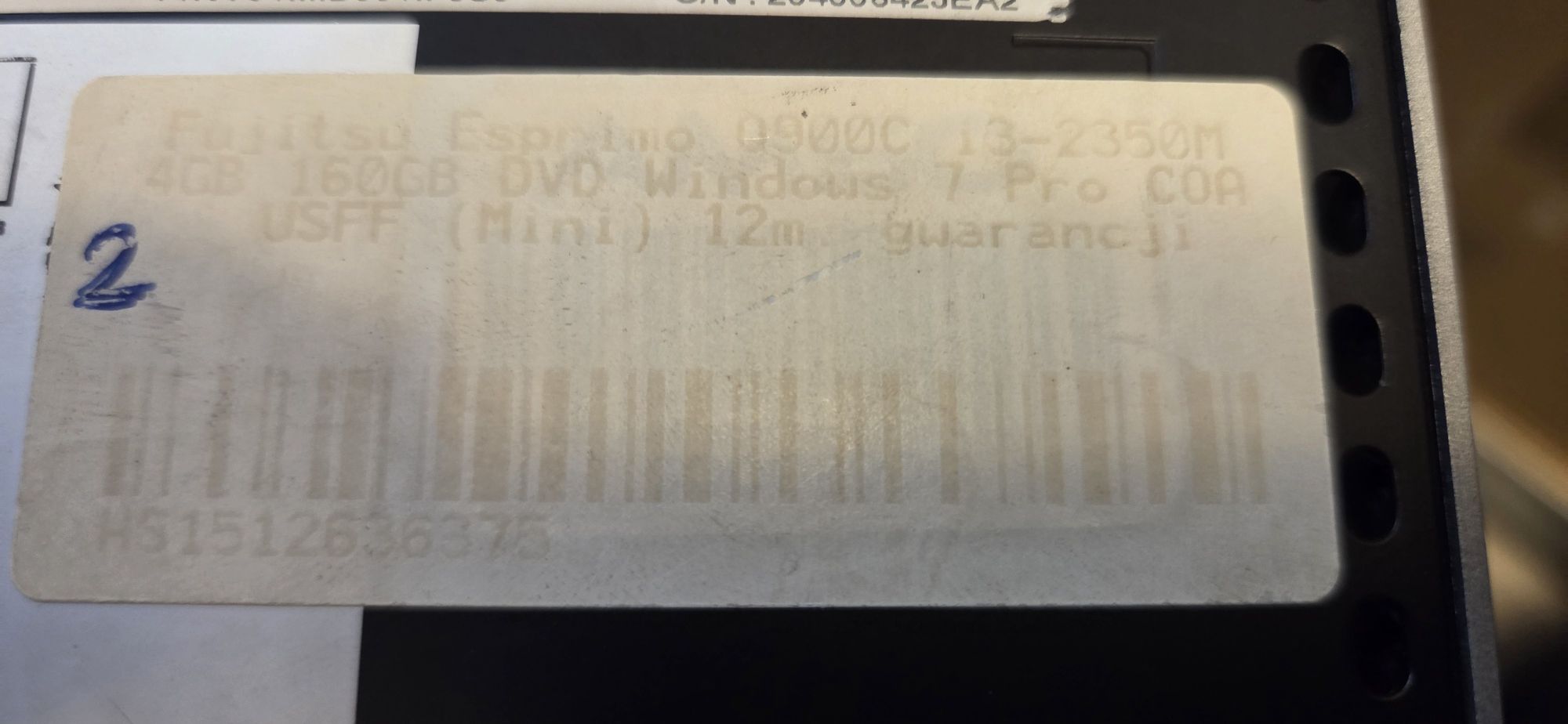 Fujitsu mpc d1009 i3-2350m 4gb 160gb win7 pro