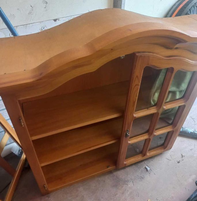 sosnowy drewniany komplet kredens komoda i nadstawka